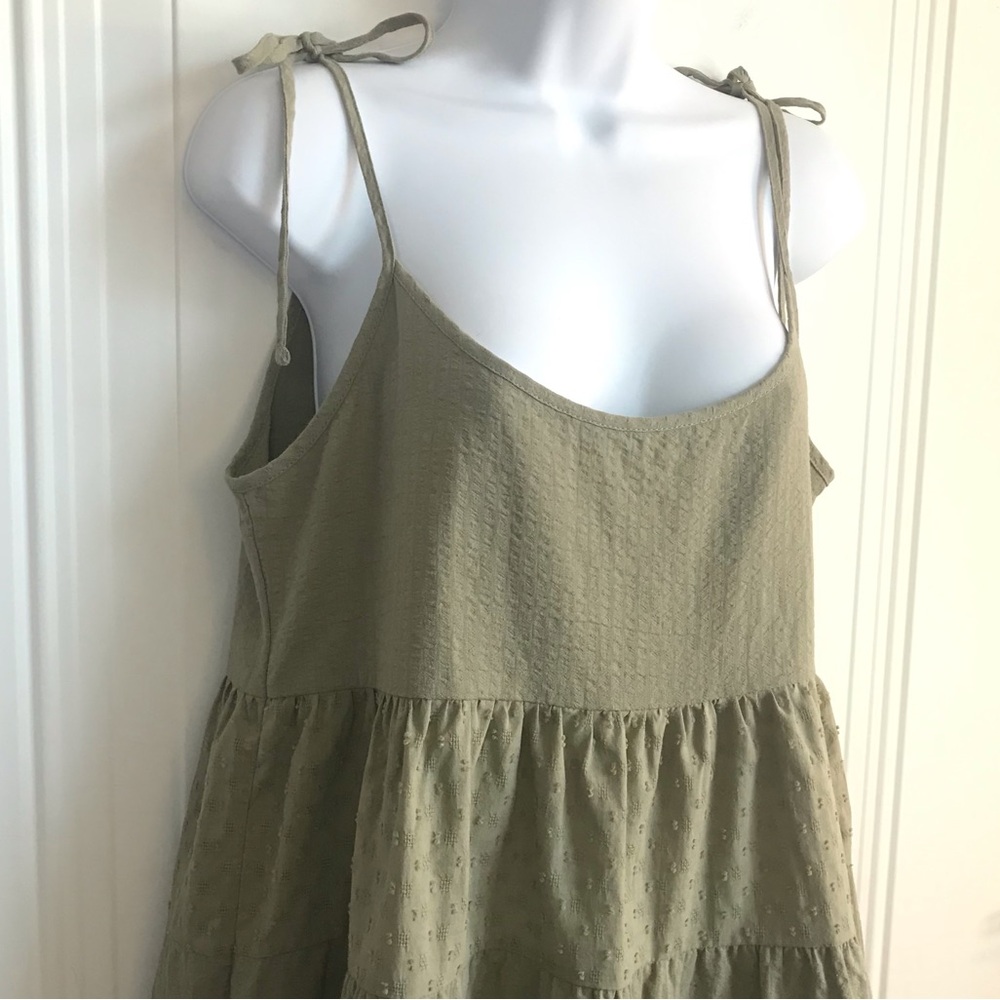 Cotton-On Women’s 12 New Sage Green Tie Strap Lightweight Mini Tiered Dress NWT - Picture 6 of 16